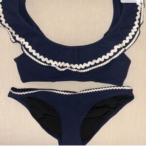 J. Crew Navy Cali Hipster Ric Rac Bikini Bottom In Pique